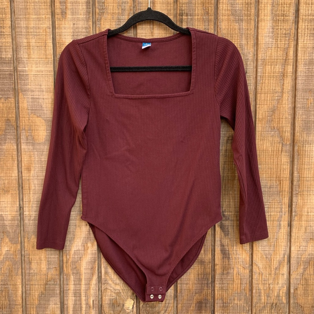Old Navy Ribbed Maroon Bodysuit